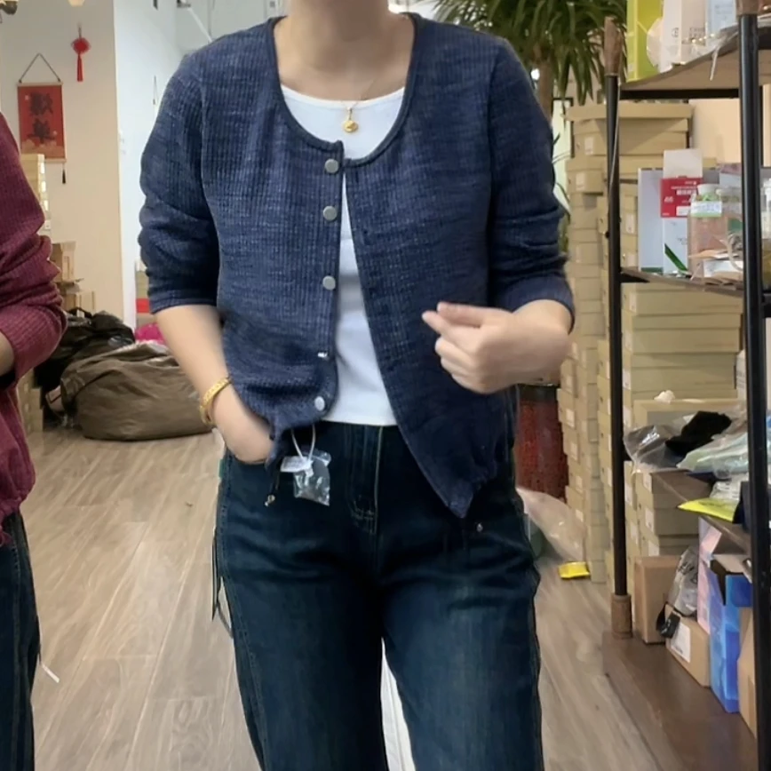 青青家  秋季新款侧边抽绳假两件针织衫—68144