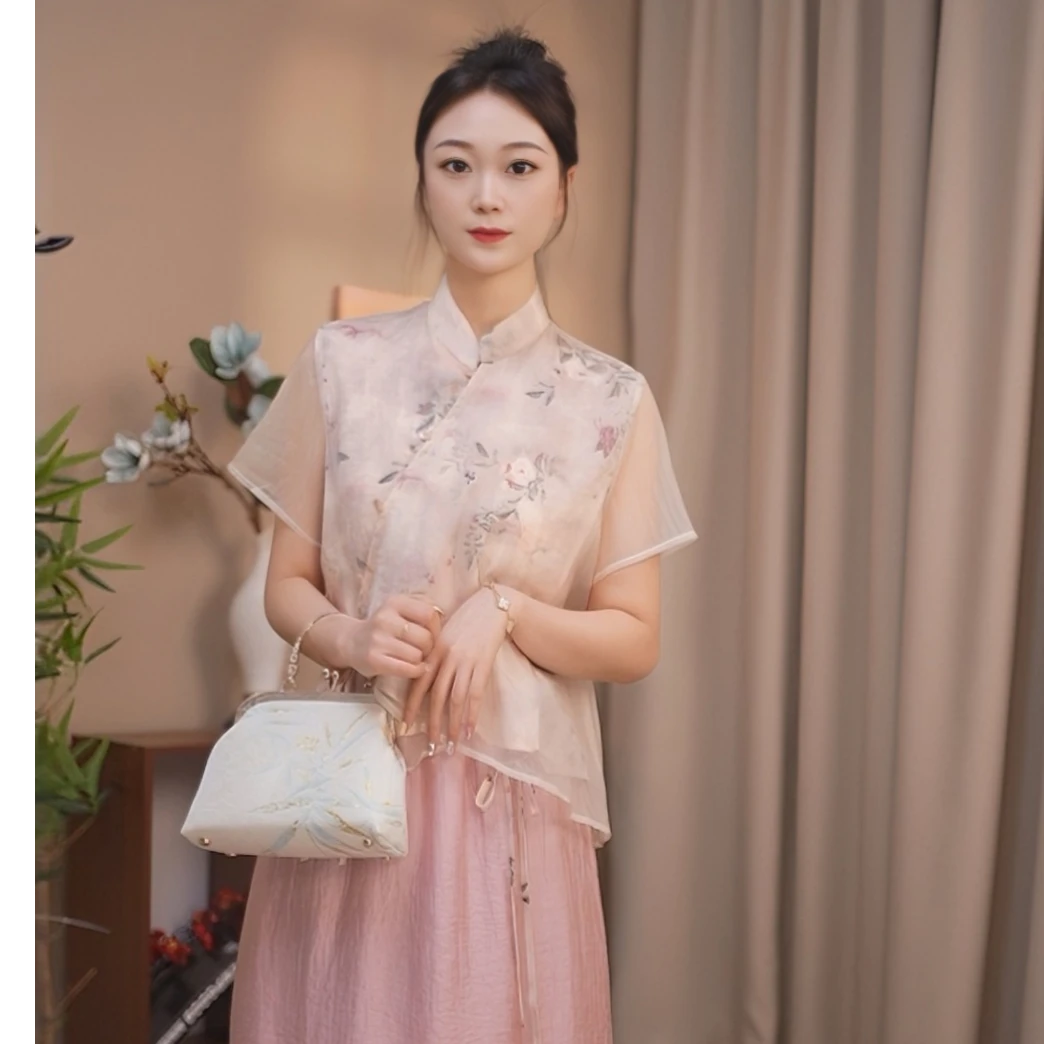 新中式女装国风出游穿搭盘扣禅意衬衫上衣53