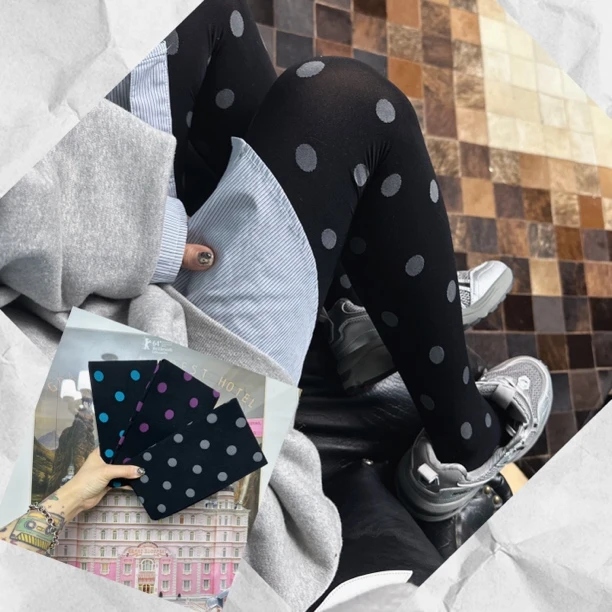 CCS薄款大波点天鹅绒打底裤连裤袜百搭轻奢ins设计穿搭街拍网红