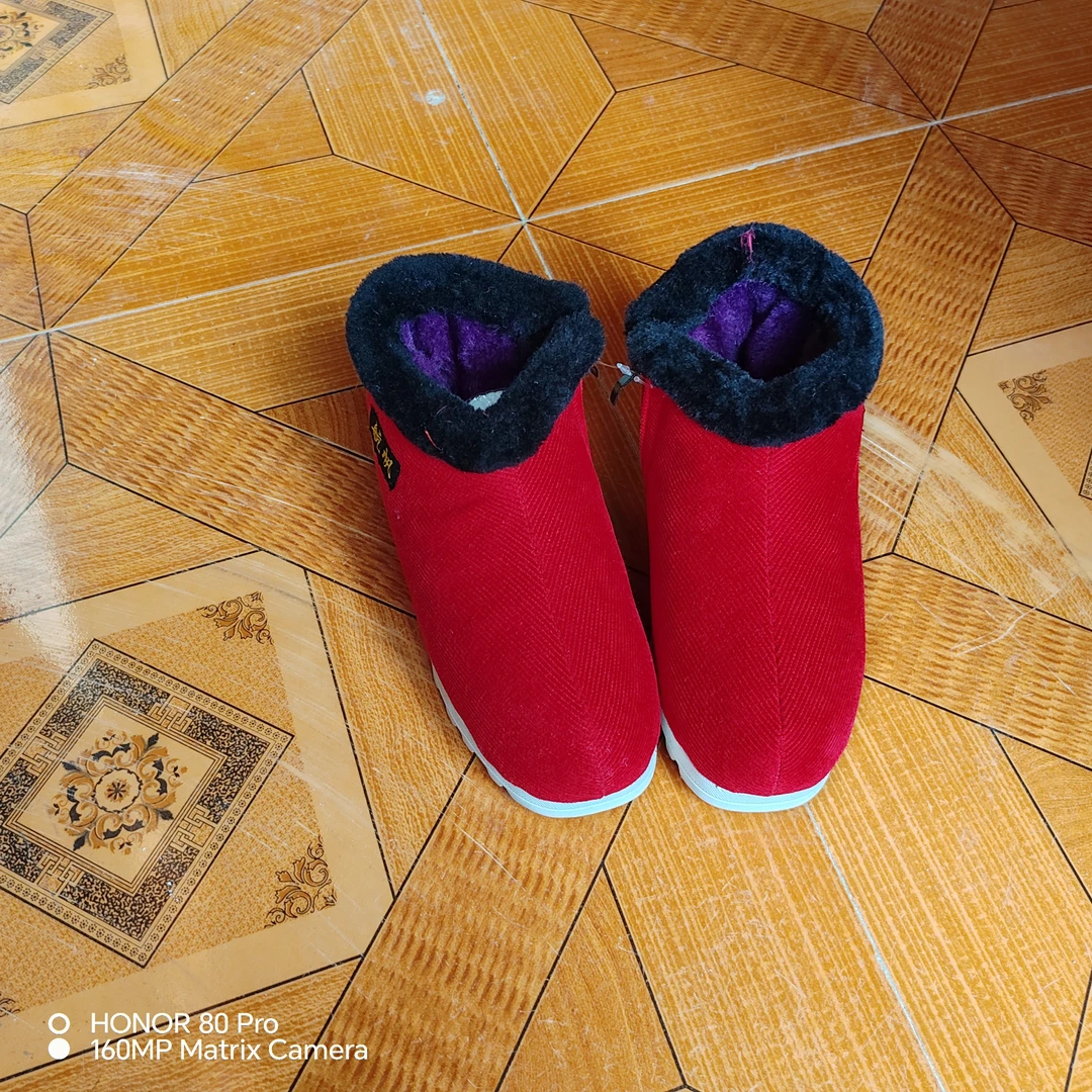 航帆手工棉鞋女冬居家室内中老年人妈妈防滑厚底加绒保暖棉拖鞋