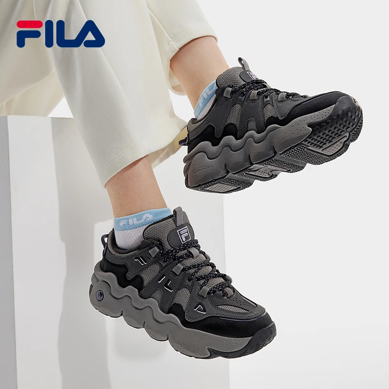 Fila/斐乐情侣加绒款帕尼尼面包鞋冬季保暖厚底老爹鞋F12W412109F