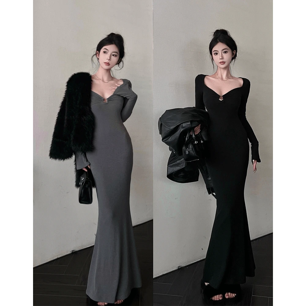 设计感网红炸街纯欲御姐风修身显腰显瘦高级感休闲时尚秋冬连衣裙