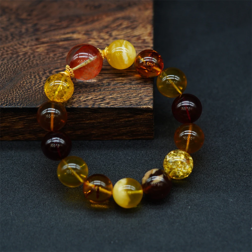 原创设计款多色多宝蜜蜡琥珀手串（多样性发一）