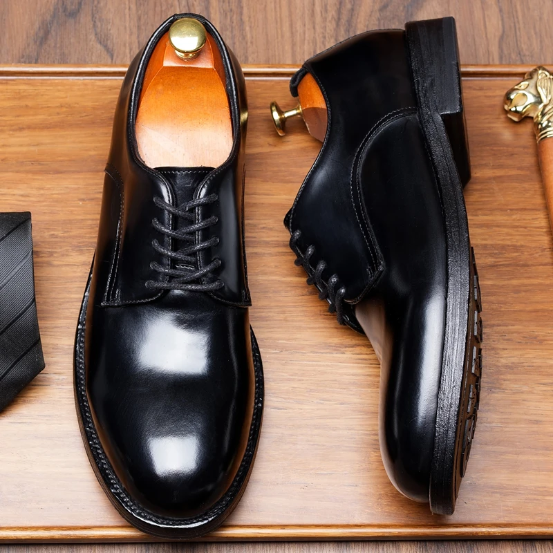 马臀皮手工固特异真皮底男鞋2025年新款高端商务正装休闲皮鞋男士