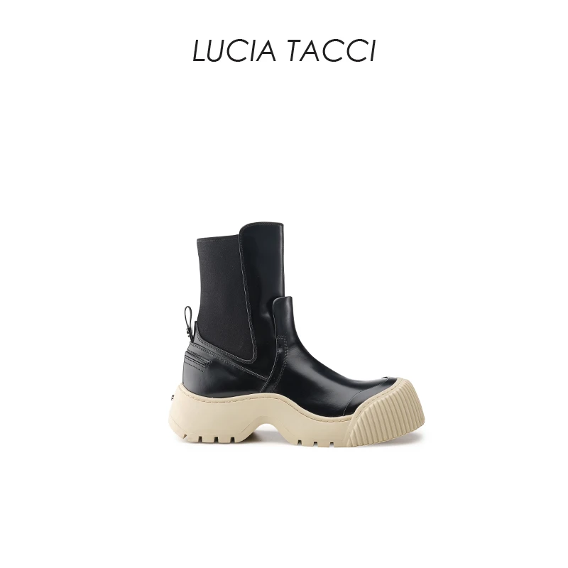 【官方精选福利】LUCIA TACCI 秋冬经典牛皮厚底切尔西短靴