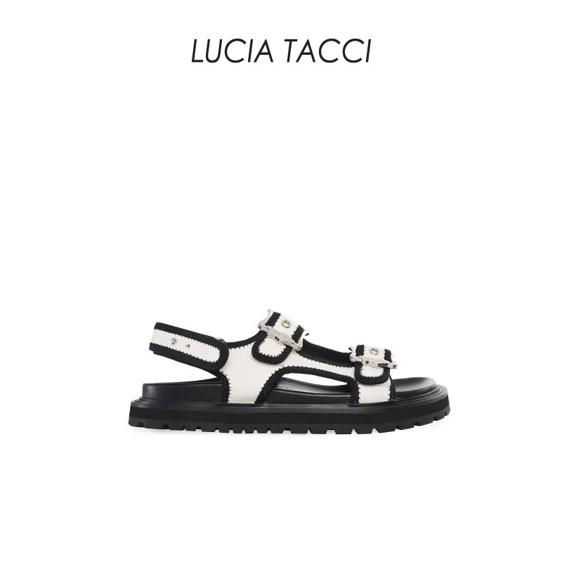 LUCIA TACCI 董璇同款|春夏牛皮舒适休闲经典勃肯平底沙滩凉鞋女