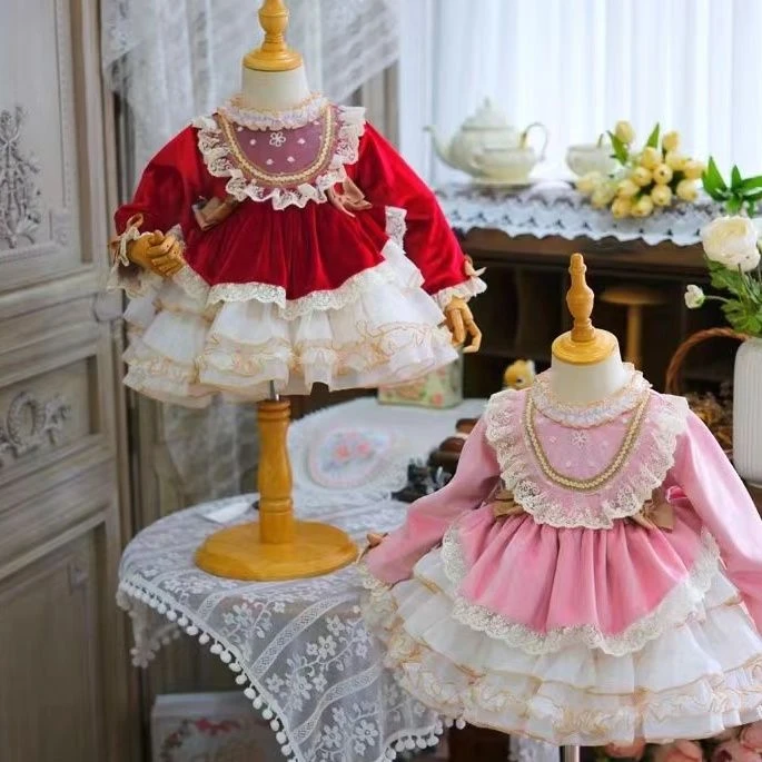 女童秋冬洛丽塔连衣裙年款儿童西班牙公主裙宝宝周岁礼服裙