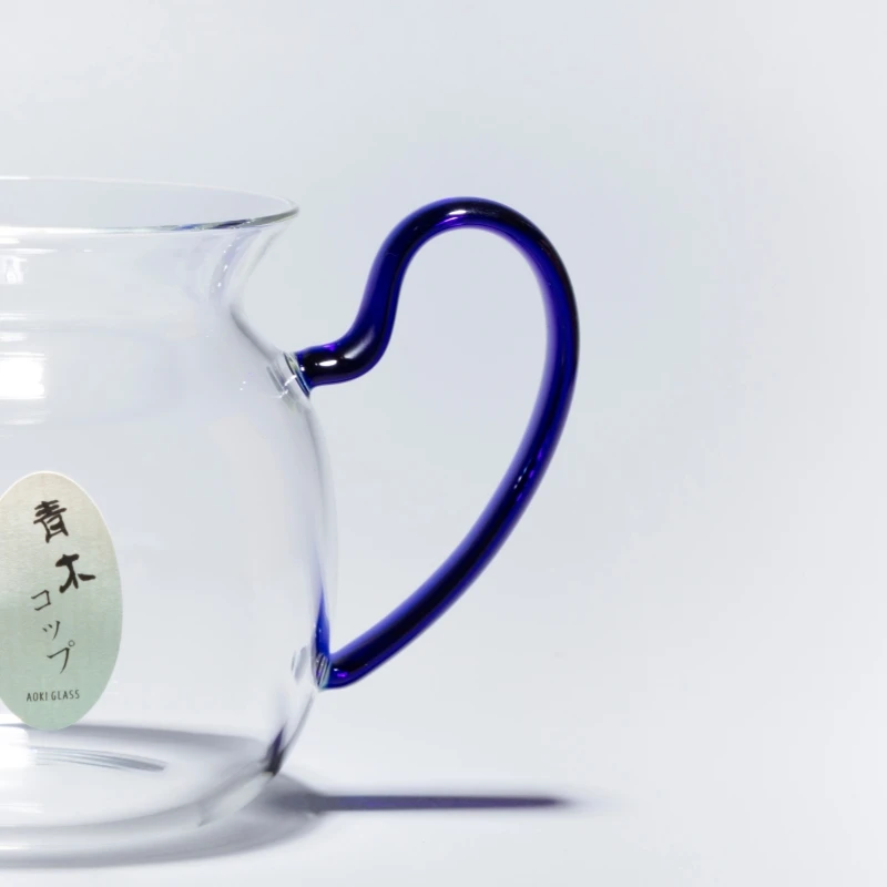 日本青木玻璃分享杯圆满蓝色纯手工耐热公道杯
