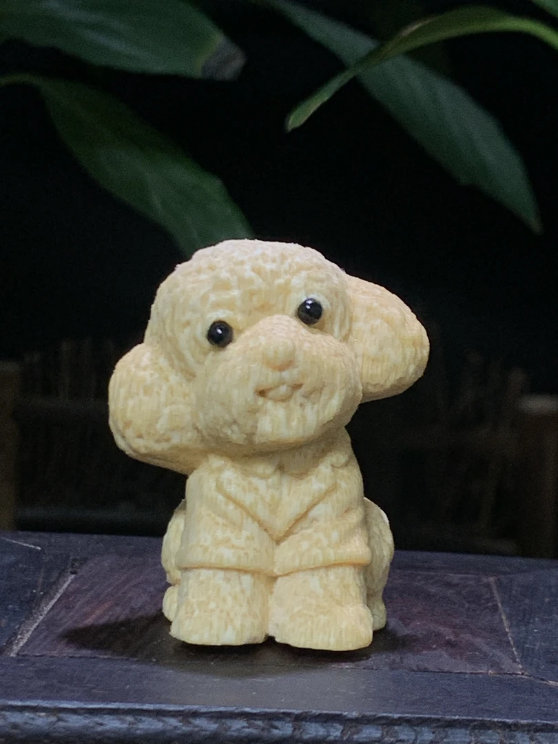 龙血金丝竹雕刻萌萌泰迪手把件