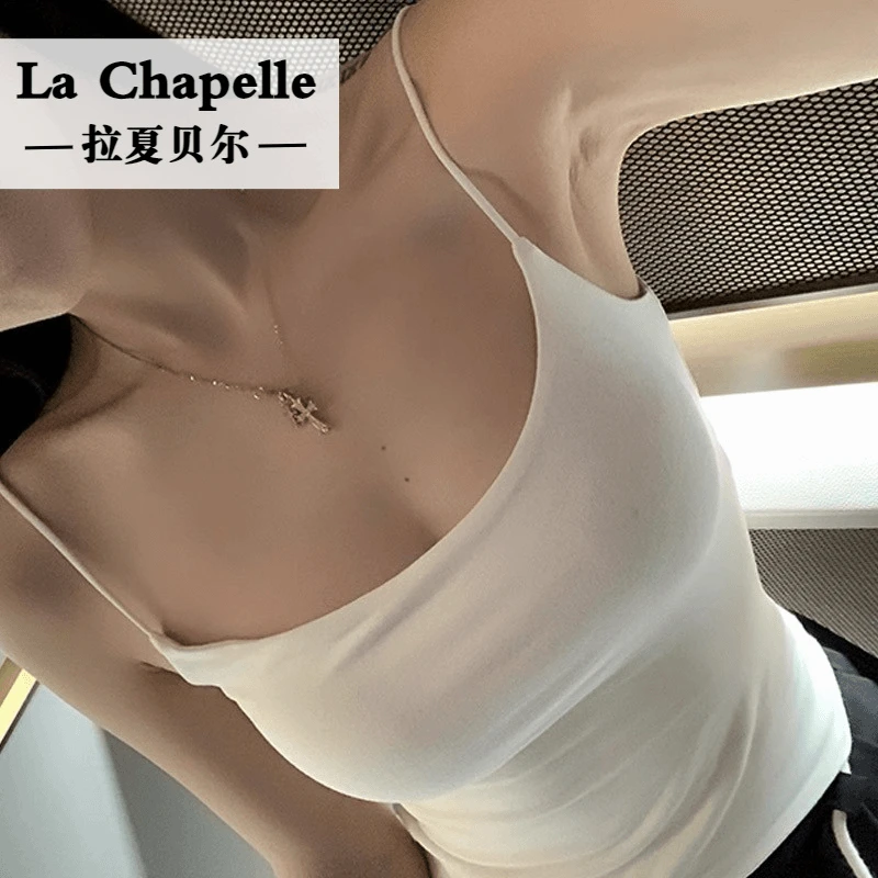 拉夏贝尔美式甜辣纯欲风洋气小吊带背心女打底性感无袖短款辣妹