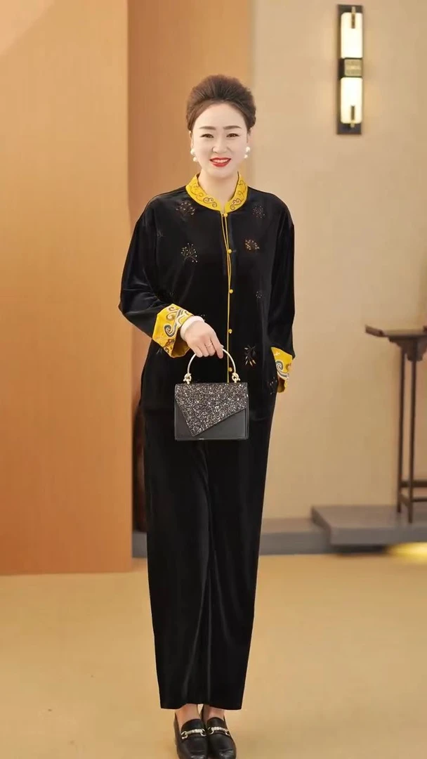 【LADYSHIP贵夫人】中老年女装秋季新中式洋气套装妈妈宽松两件套