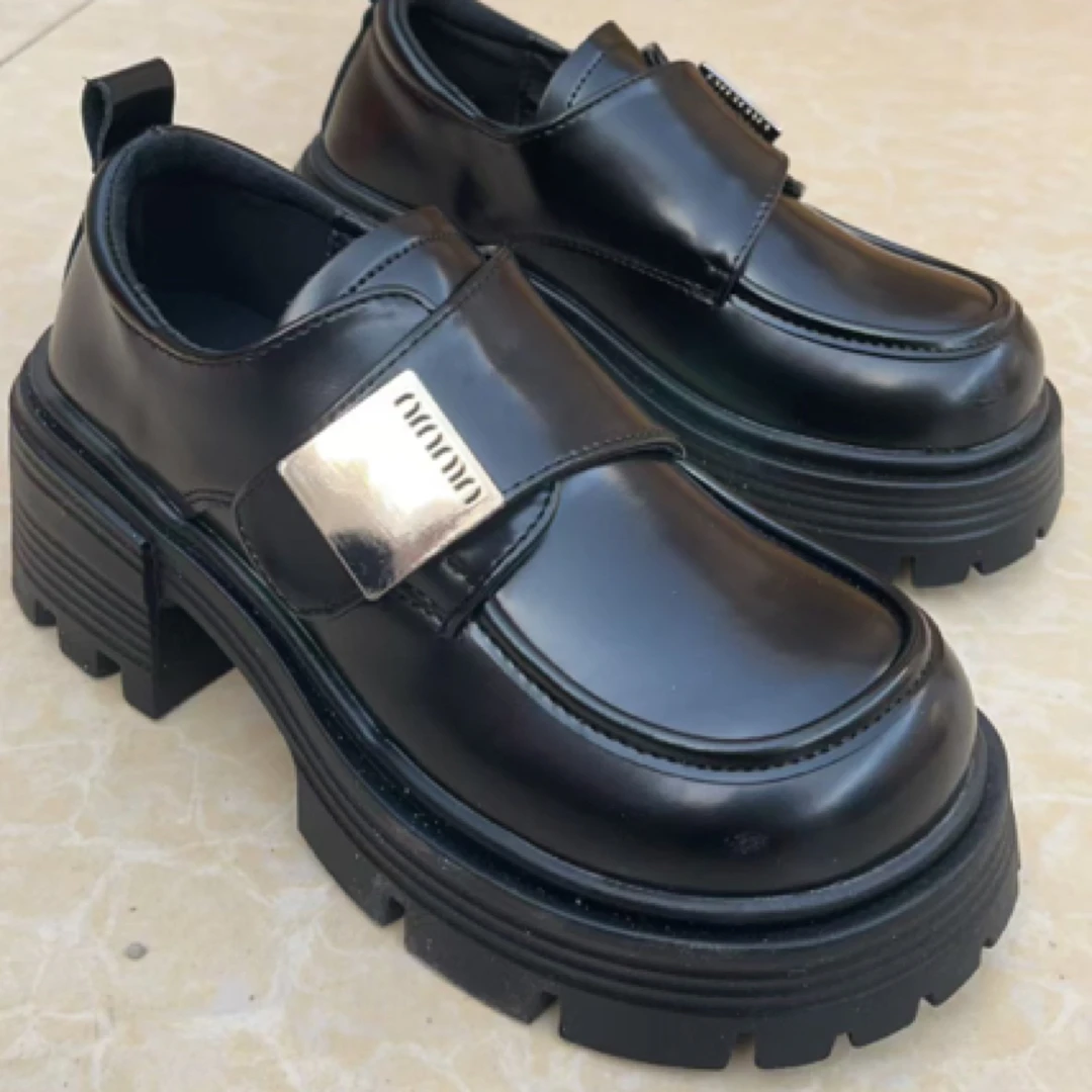 增高厚底乐福鞋女英伦风百搭小皮鞋复古舒适单鞋女士系带时尚休闲