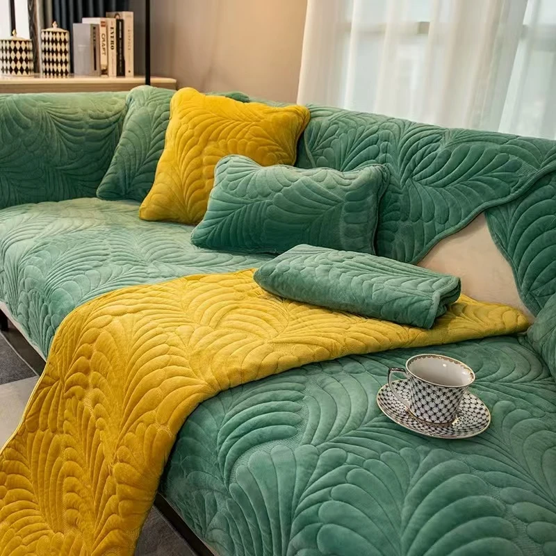 牛奶绒沙发垫冬季毛绒加厚防滑坐垫子2024新款沙发套罩盖布巾冬天