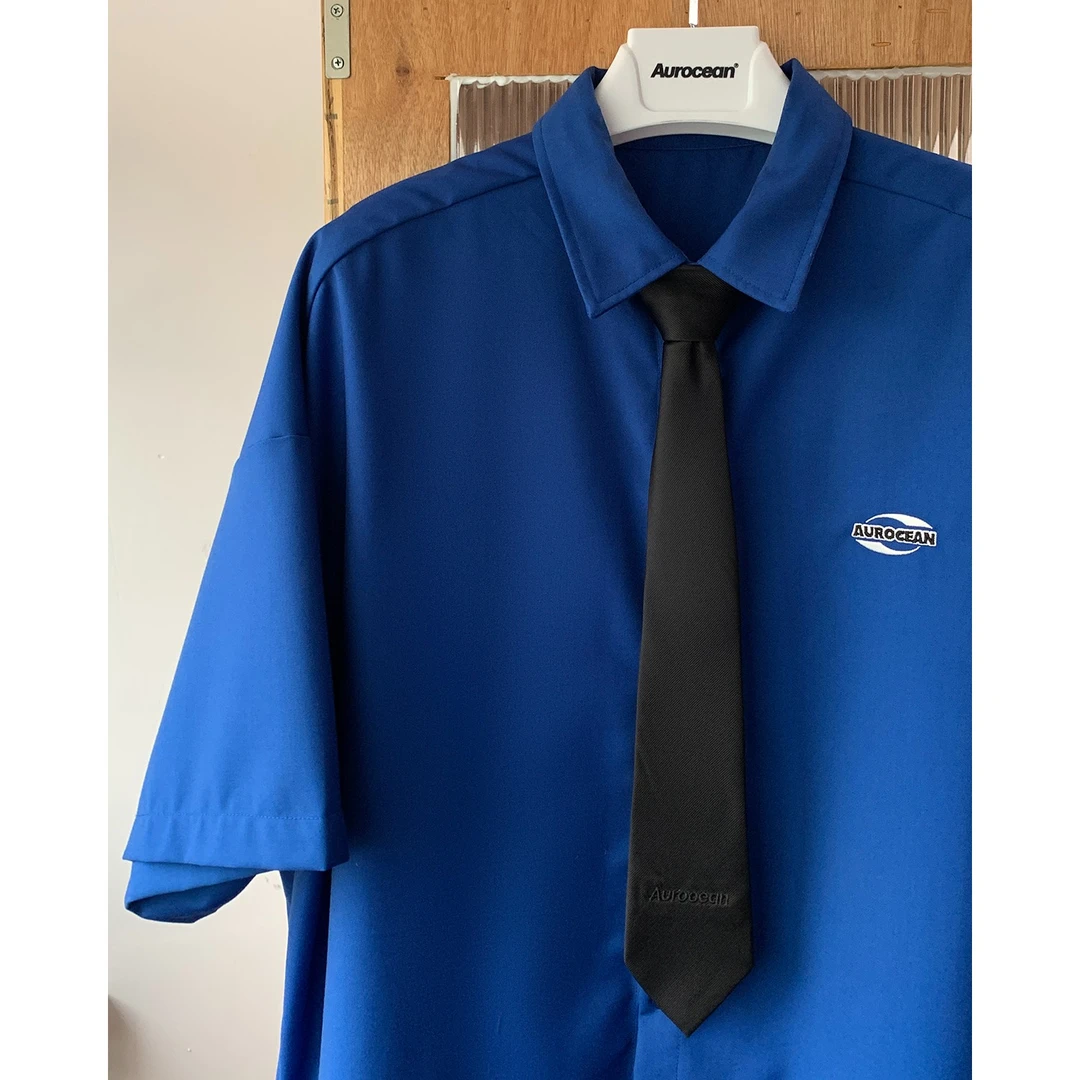 Aurocean 黑色领带 学院风复古少年感纯色刺绣哑光高品质男生礼物
