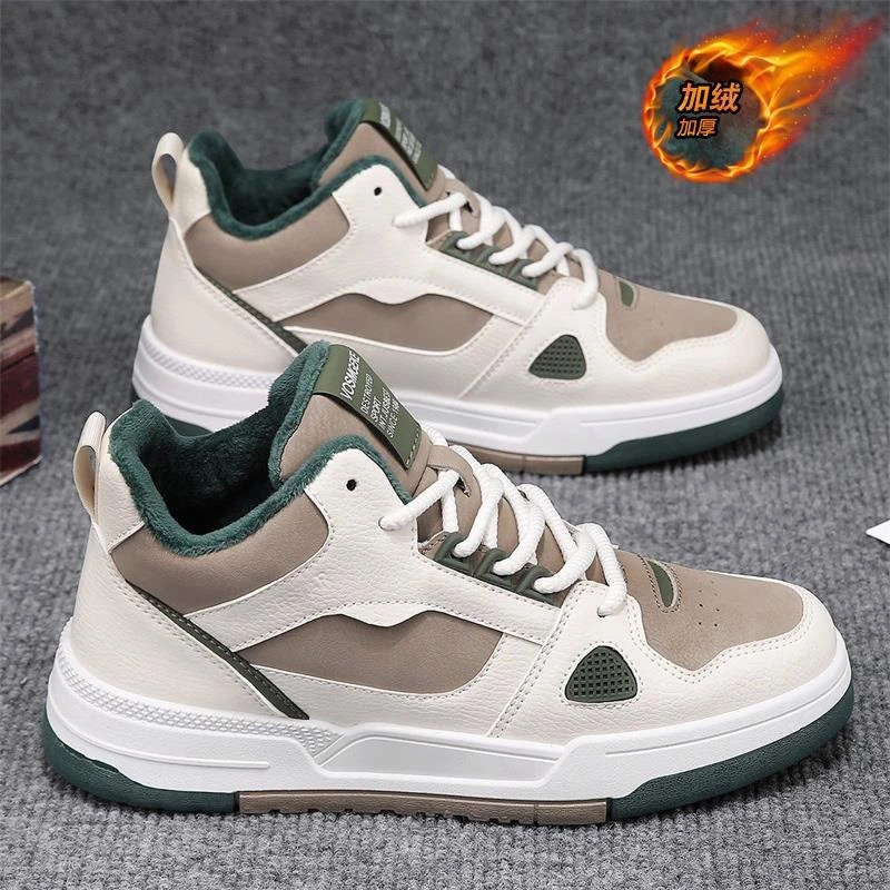 品牌国潮旗舰高帮男鞋冬季加绒保暖棉鞋青少年运动休闲篮球板鞋皮