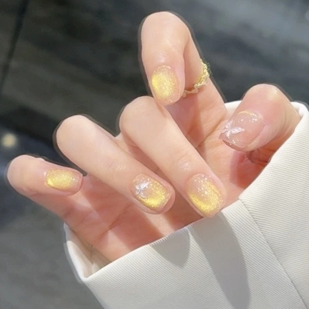 【涅槃蝶舞 】野世手工穿戴甲  玻璃珠感猫眼美甲 灵动蝴蝶少女美甲
