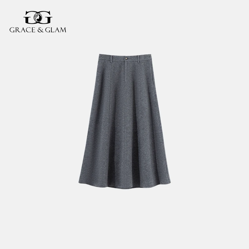 Grace&Glam 法式毛呢A字大摆伞裙 复古时尚百搭文艺减龄优雅知性