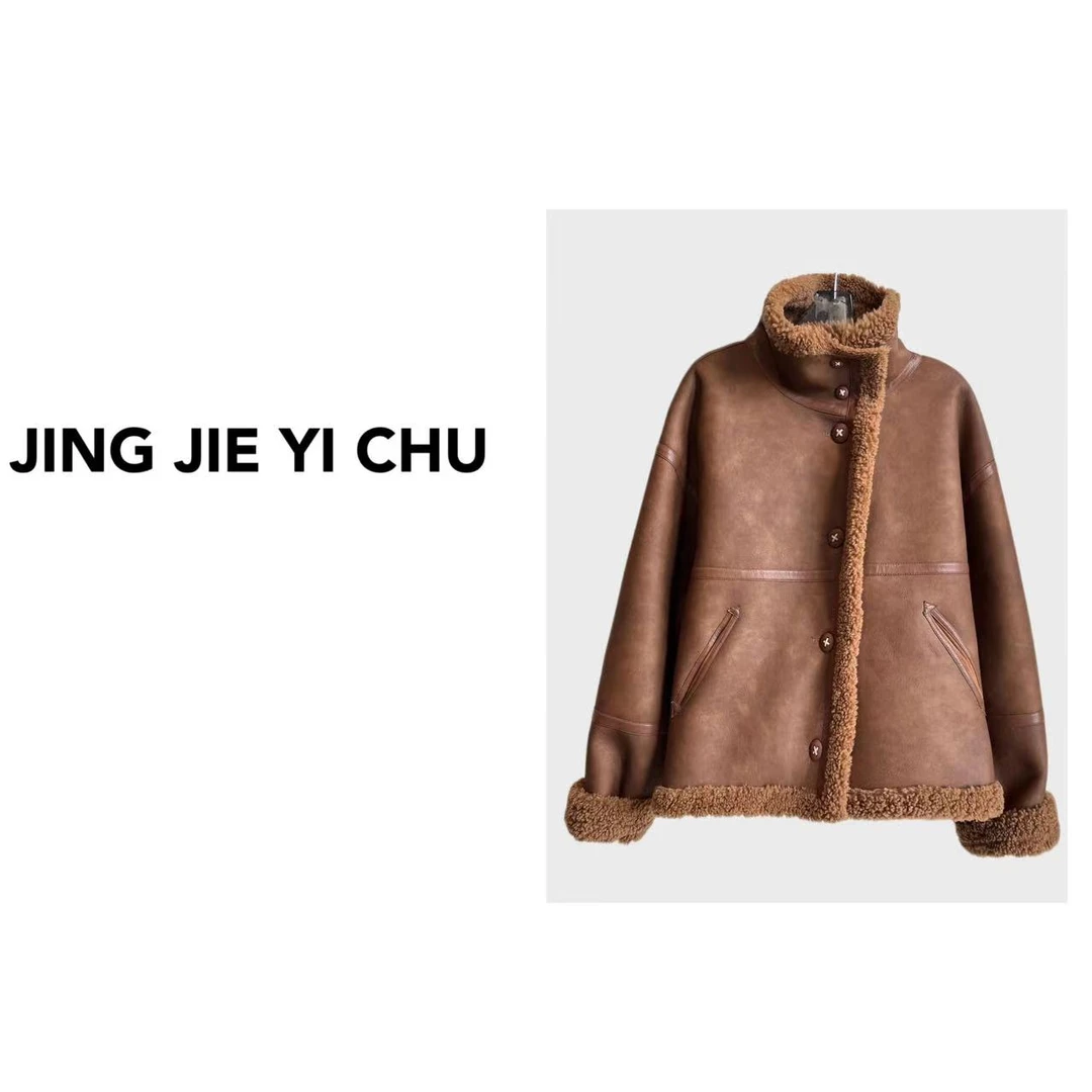 静姐【小火炉】冬季新款美拉德时尚立领两面穿蘑菇扣外套JYX93C883