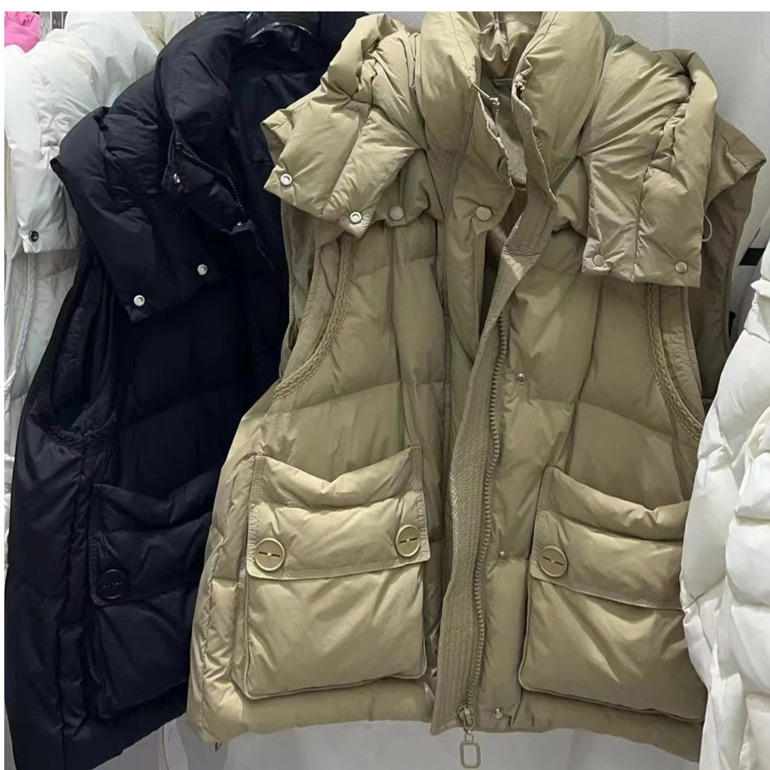 静姐【倾城之恋】冬季新款立领连帽保暖防风外穿百搭羽绒服马甲5226