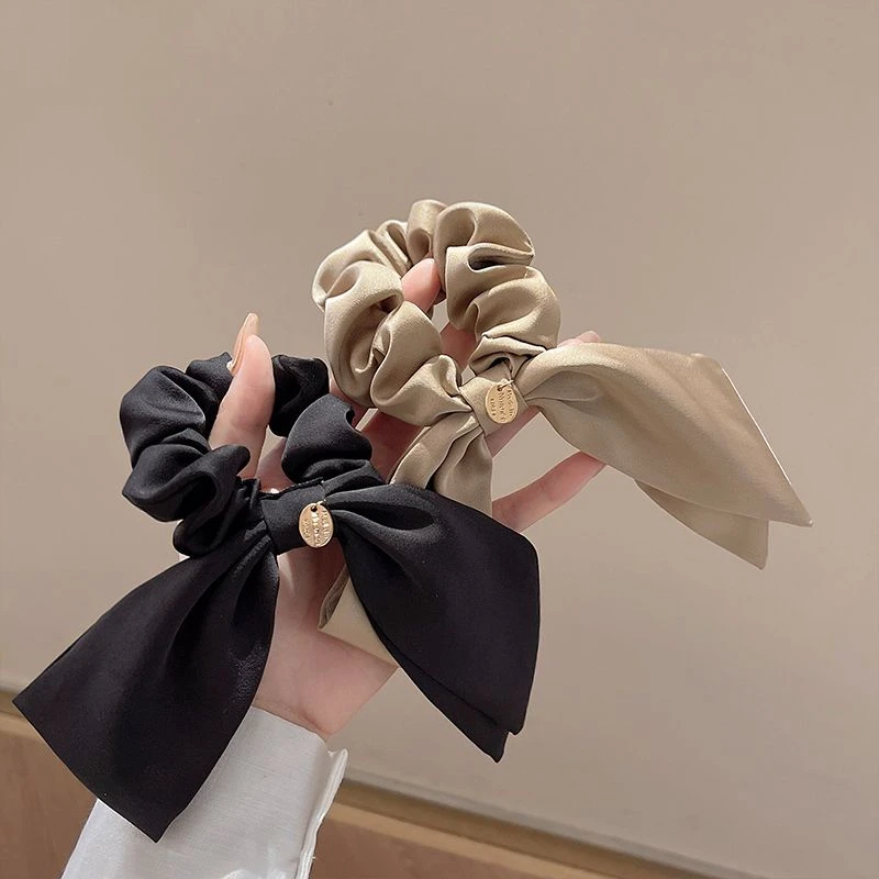 非金属布艺发饰 高级感蝴蝶结大肠发圈橡皮筋女扎头发绳简约头绳