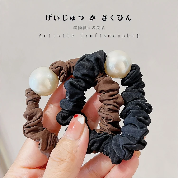 非金属仿珍珠发饰 简约轻奢头绳发绳高弹力橡皮筋高马尾大肠发圈