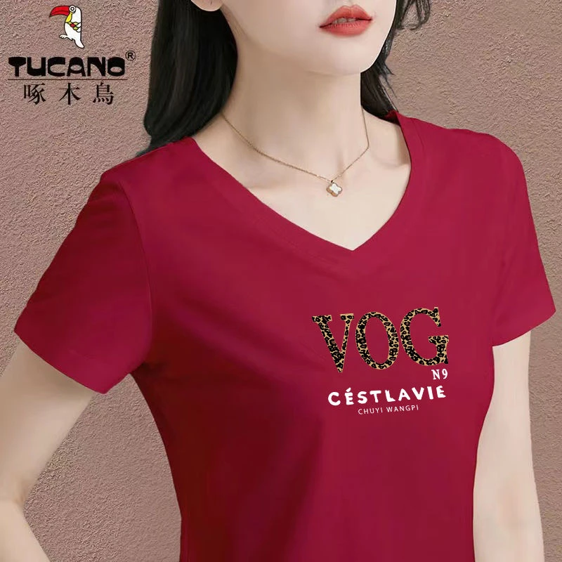 清仓捡漏啄木鸟品牌大码夏季新款气质休闲t恤女短袖V领打底衫