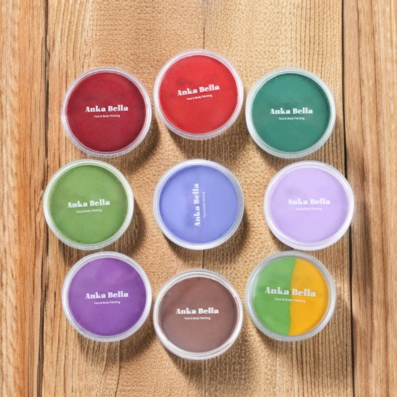 AnkaBella单色水溶性30克红色圆饼组合套装上色速干颜料膏易清洗