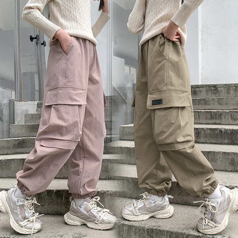 女童裤子春装中大童洋气春秋工装裤2025新款儿童束脚休闲长裤潮