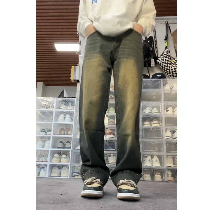 布老哥Blog渐变新款宽松修身秋冬季复古休闲百搭直筒男牛仔裤K242