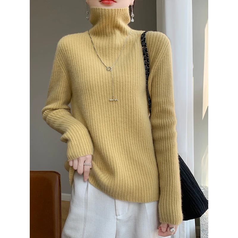 【午羊】秋冬新款堆堆领一线成衣羊毛衫气质百搭长袖