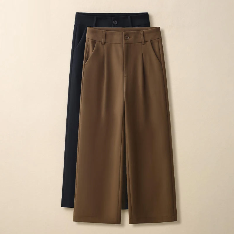 西装九分裤女春秋新款2025高腰时尚垂感阔腿裤休闲百搭显瘦长裤