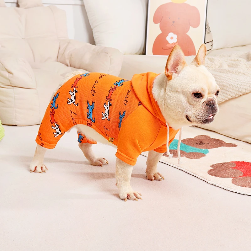 法斗衣服秋冬四脚连体衣宠物比熊巴哥斗牛犬狗狗衣服秋季卫衣潮牌