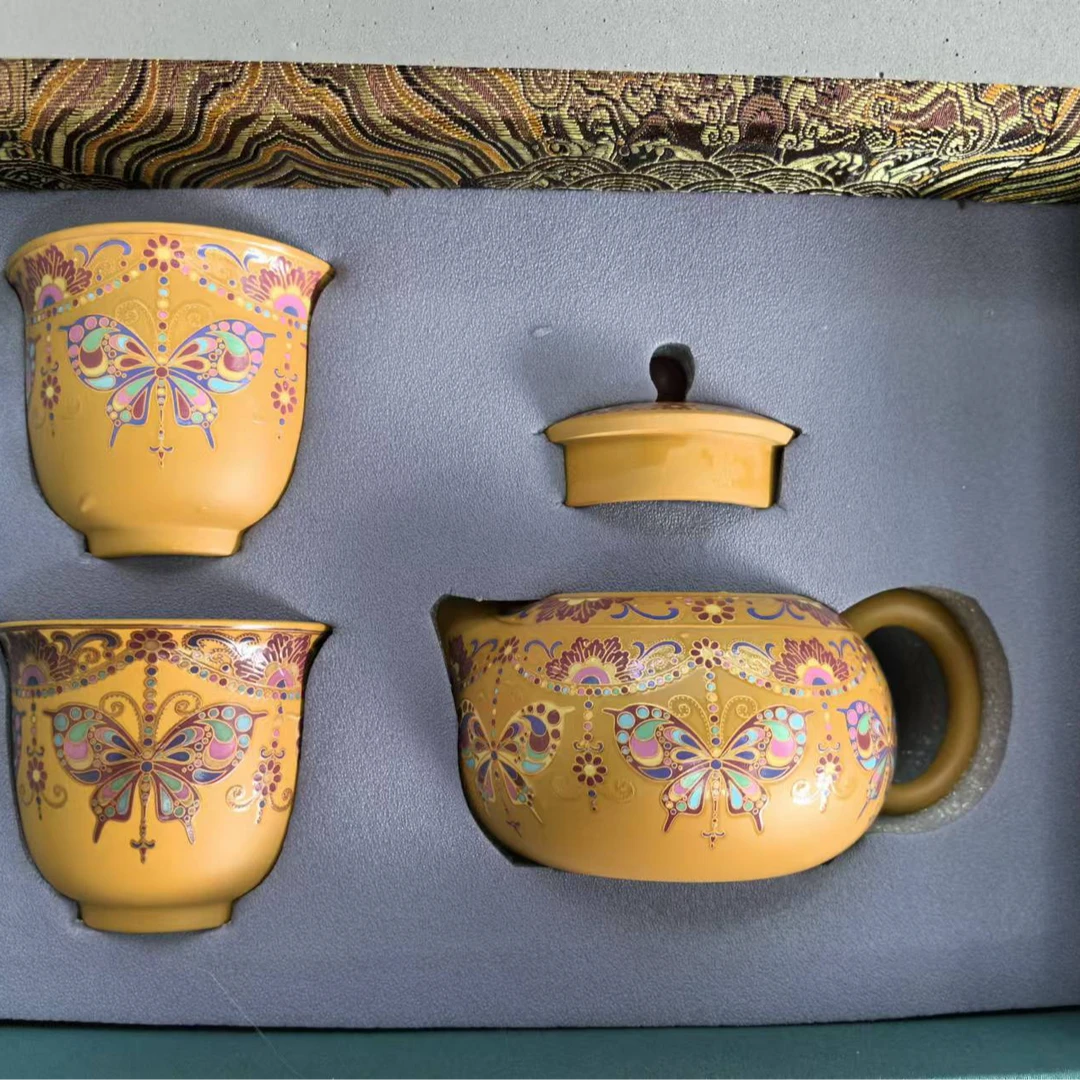 黄金段泥蝴蝶西施壶套组 3839