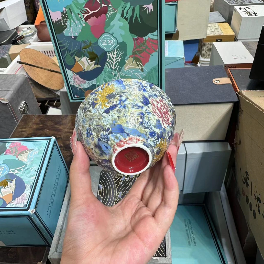 衡山社珐琅宫廷红大主人杯100cc  2410