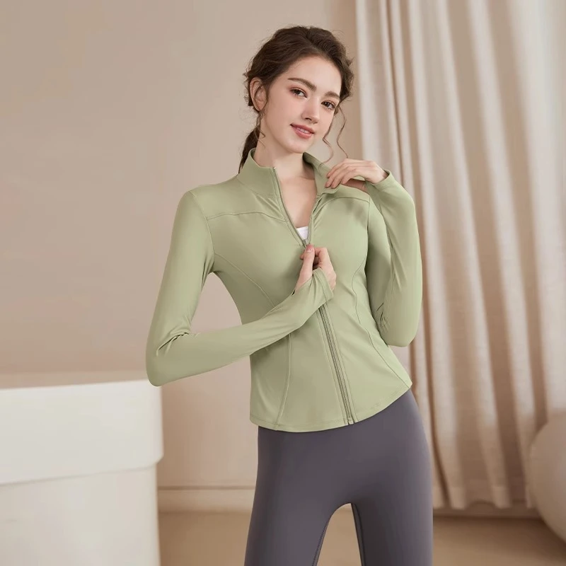 瑜伽服女立领秋冬健身服上衣套装紧身长袖保暖训练运动外套30219