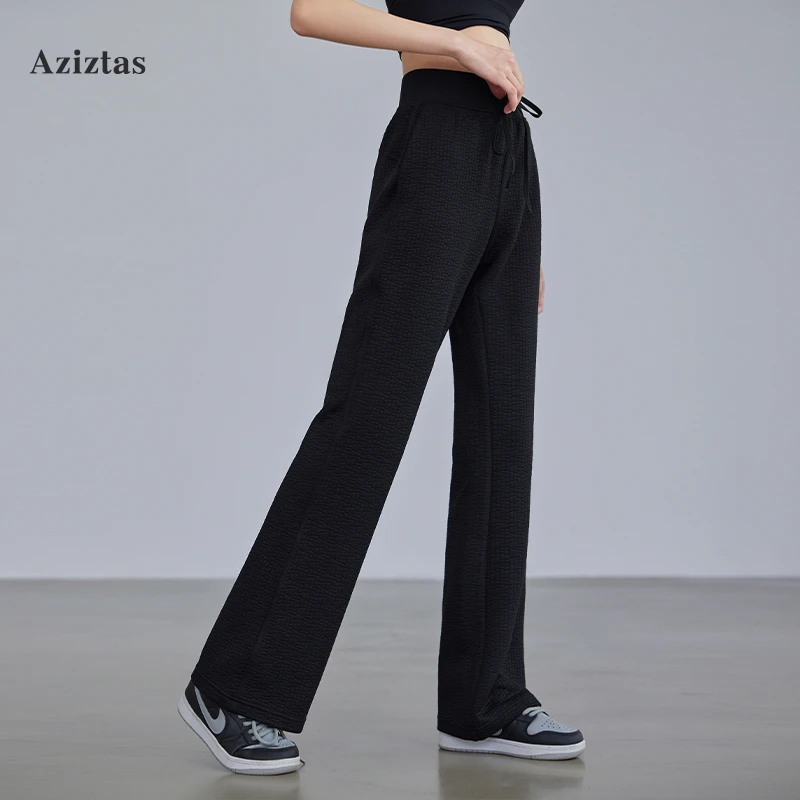 秋冬时尚显瘦阔腿宽松垂感百搭休闲高腰抽绳运动健身裤24007