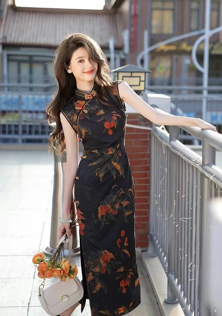 民国复古风老上海无袖气质提花修身日常旗袍