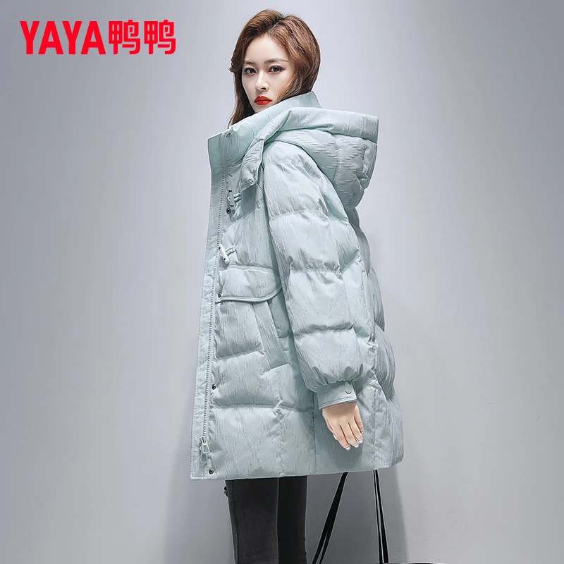 YAYA/鸭鸭羽绒服女中长款2025年冬季新款时尚宽松设计感洋气外套