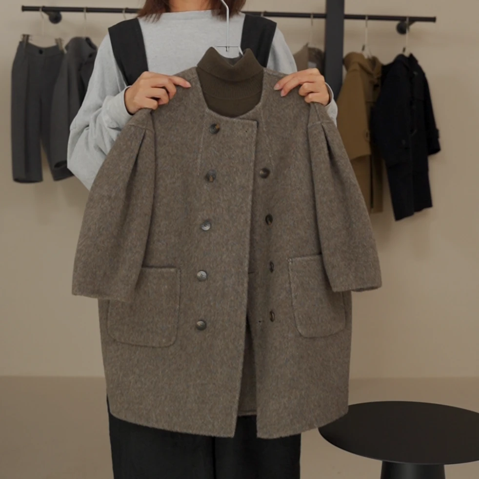 <森森>【现货，100%全羊毛，纯手工，双面呢】男童女童大衣韩版36D3815