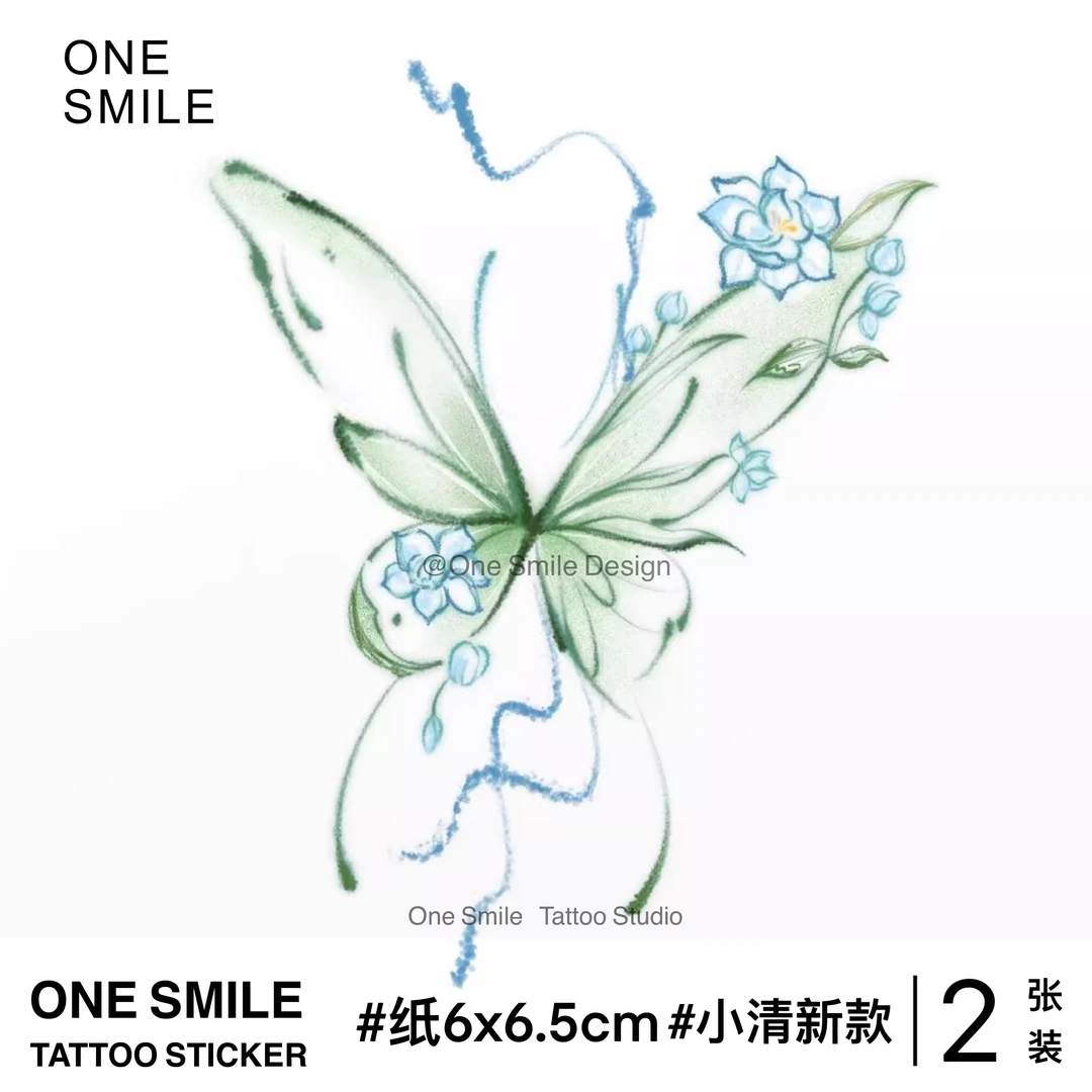 ONESMILE 碧翠翩翩 蝴蝶高级原创持久手臂手腕防水可爱彩色纹身贴