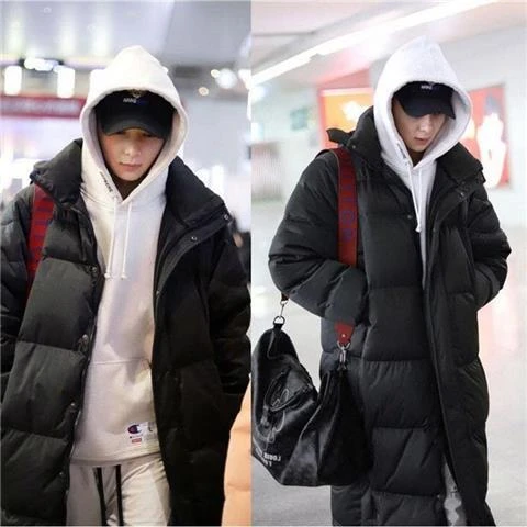 羽绒服男超长款过膝连帽加厚2023冬季新款东大门情侣宽松羽绒服衣