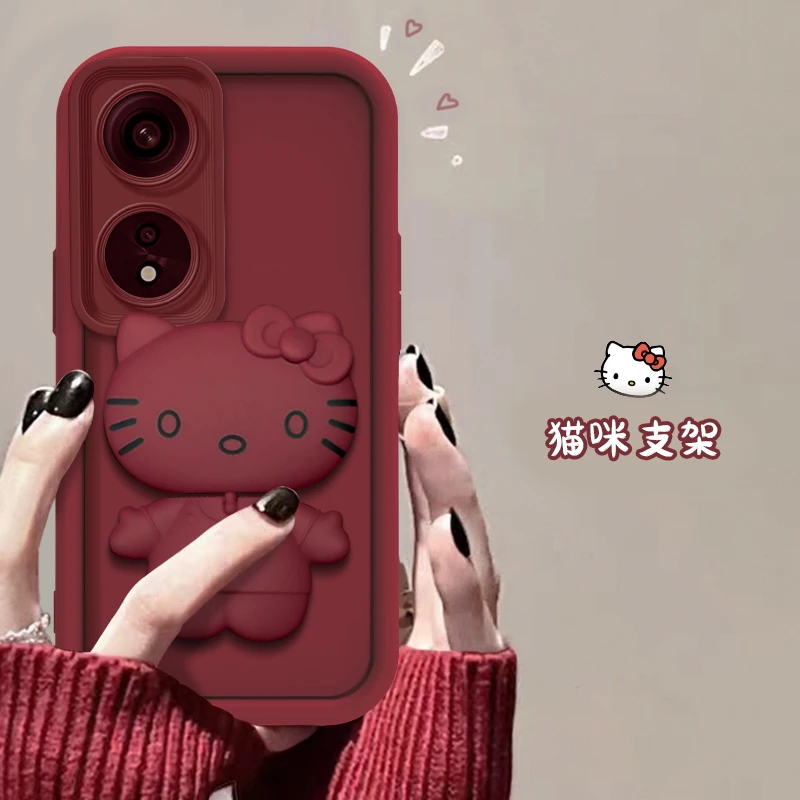 适用于OPPOA1Pro可爱猫猫自带化妆镜支架款镜头全包防摔手机壳
