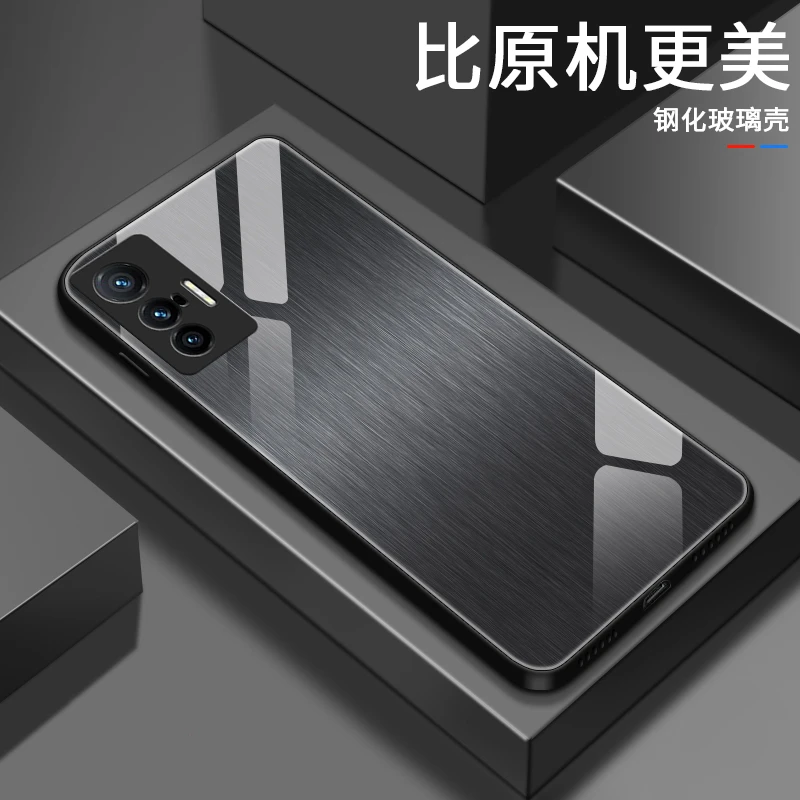 【vivo X70】轻奢木纹钢化玻璃超薄简约防刮耐摔手机壳