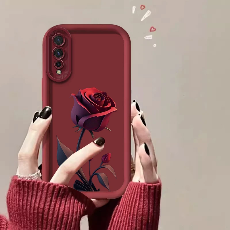 适用【vivo Z5】一朵暗红玫瑰亲肤硅胶全包摄像头防摔手机壳