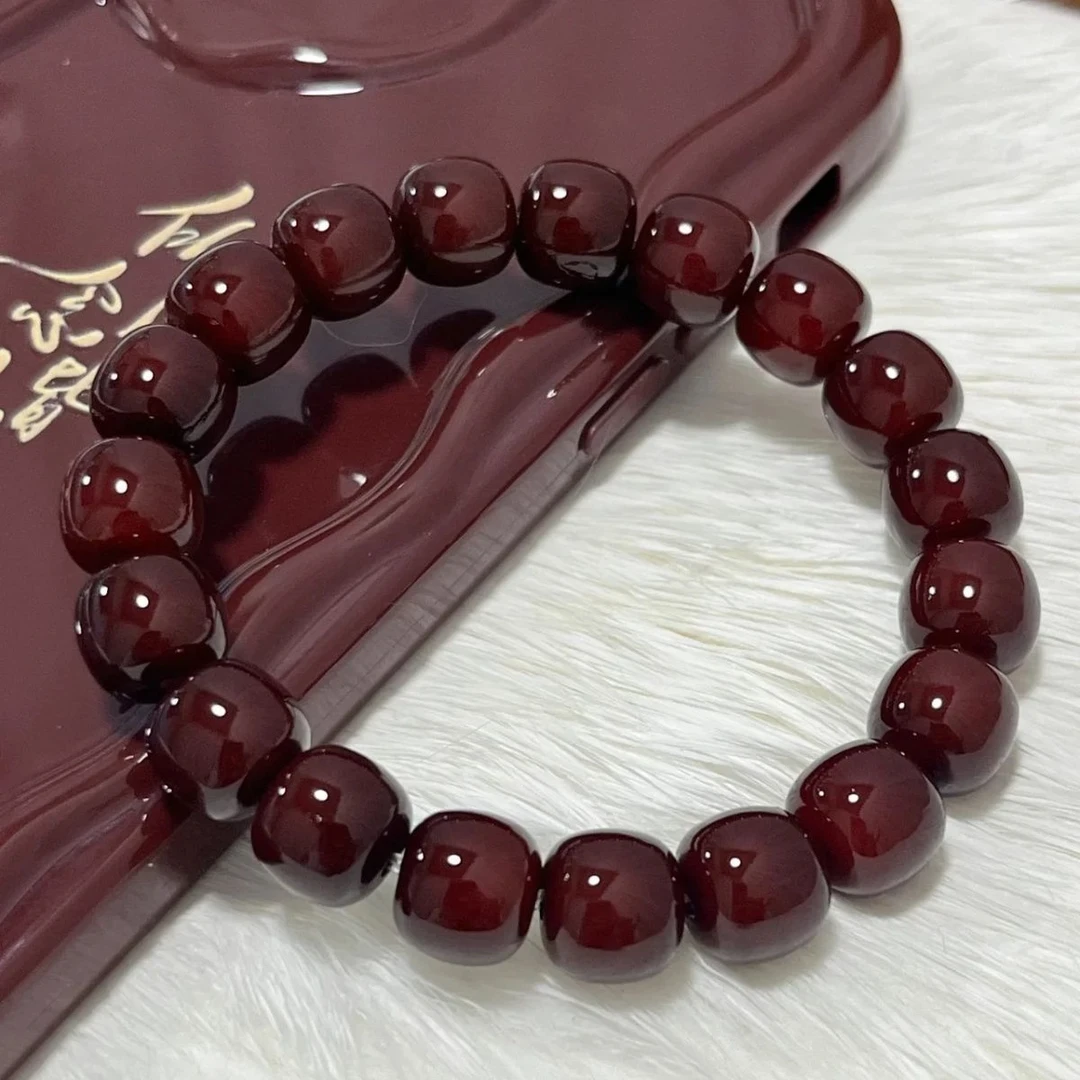 盛夏夜宴菩提根手串珠串酒红色显白女绕指柔男盘玩菩提子文玩手串