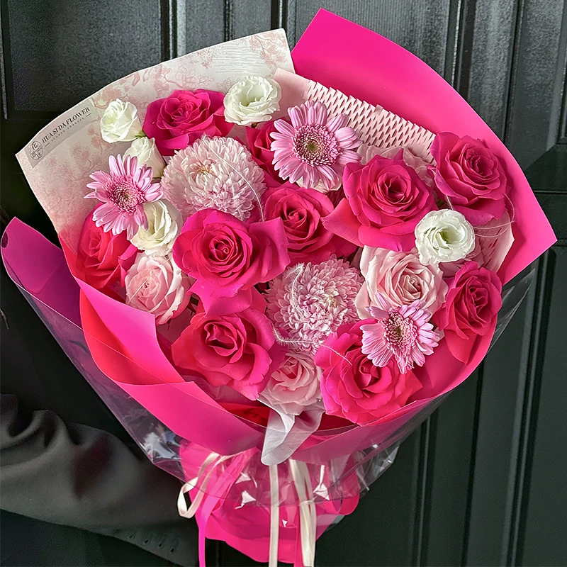 【柔情蜜意】13枝弗洛伊德粉玫瑰混搭鲜花花束送女友爱人闺蜜生日情人节礼物结婚纪念附近花店配送上门小时达