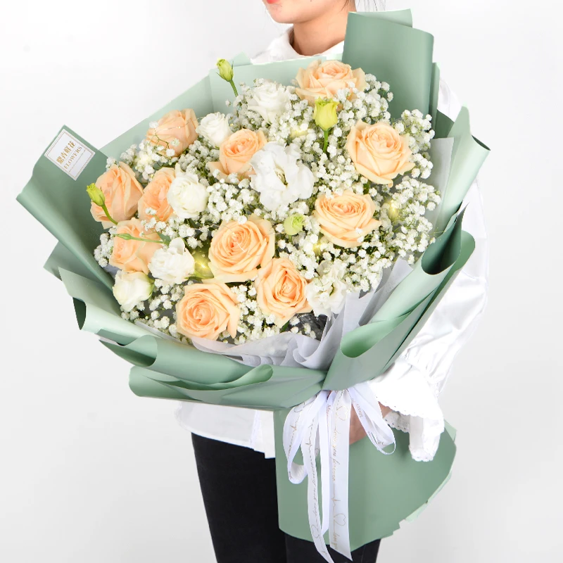 【日升月落】11枝香槟玫瑰花束送男女朋友同学老师老婆妈妈家人长辈生日礼物附近鲜花店同城配送小时达