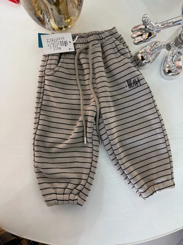 儿童卫裤条纹加绒加厚款