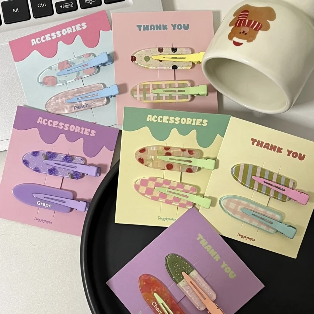 4个装  果汁系列发夹可爱葡萄西瓜化妆夹无痕发卡发饰化妆刘海夹