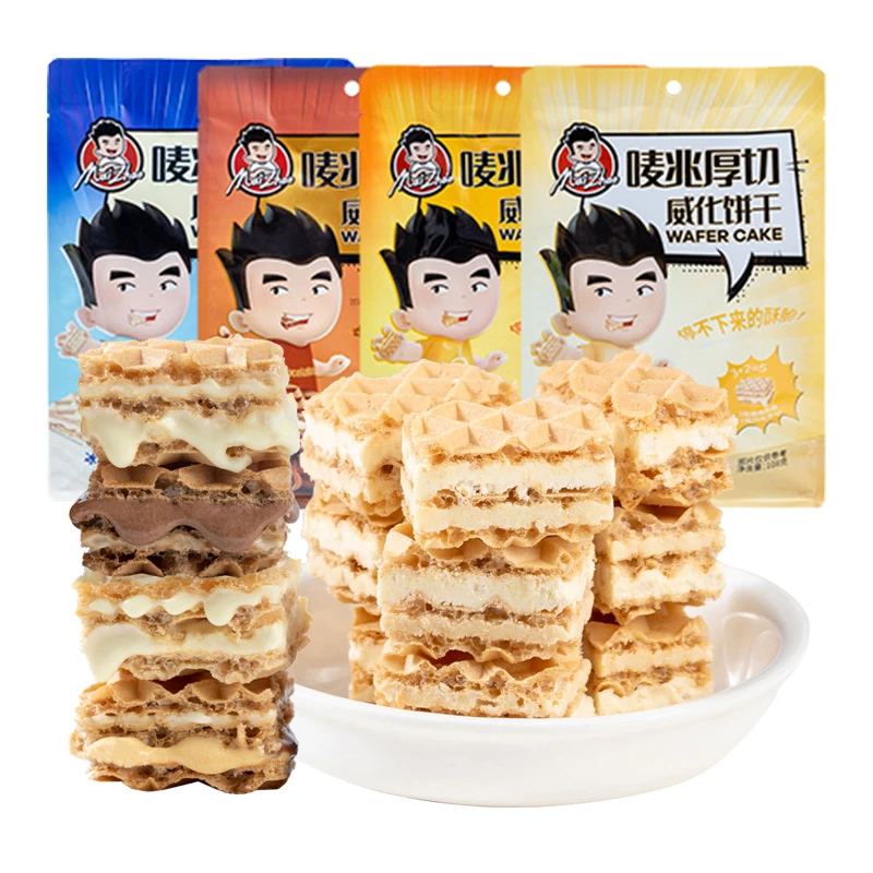 唛兆厚切威化饼干轻甜豆乳巧克力味冰激凌味下午茶点零食夹心香脆